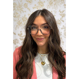 Natalie Clear Gray Square Blue Light Glasses