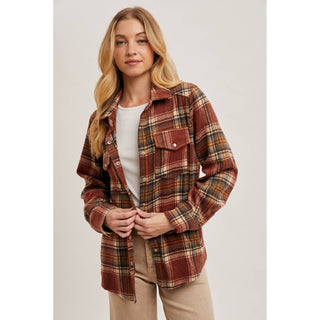 Plaid Button-Down Shacket | BI-34