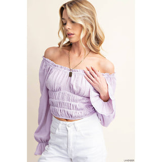 Romantic Ruffle Cuff Smocked Back Corset Top KR-05