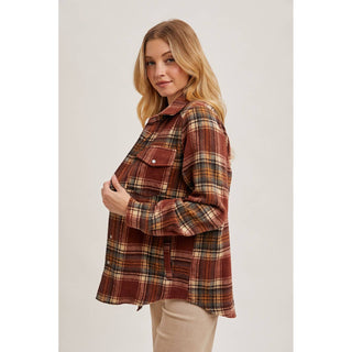 Plaid Button-Down Shacket | BI-34