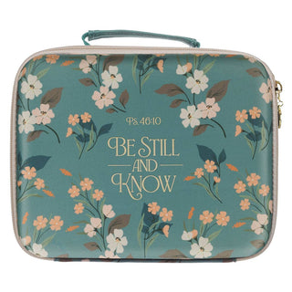 Be Still Floral Bible Organizer & Hardcover Case |Green Floral | Be Still Ps. 46:10