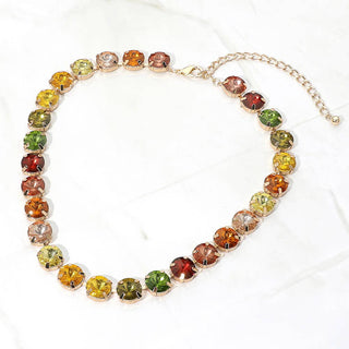 Round Faceted Stone Cluster Link Evening Necklace