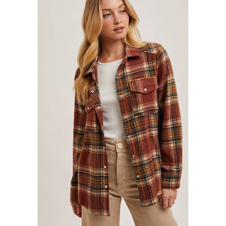 Plaid Button-Down Shacket | BI-34