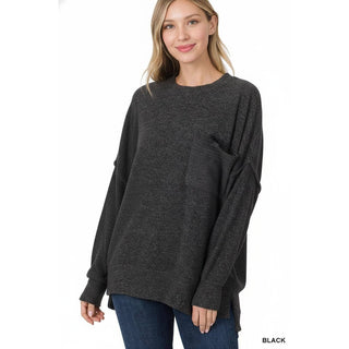 Brushed Melange Drop Shoulder Oversized Sweater ZN-81