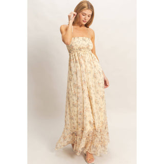 Smocked Floral Maxi Dress | HY-11