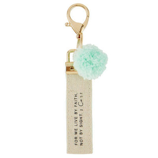 Faith Keychain with Mint Pom - Fuel Your Faith Collection