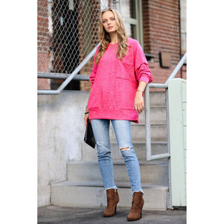 Brushed Melange Drop Shoulder Oversized Sweater ZN-81