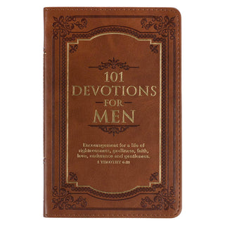 101 Devotions for Men – Tawny Brown Faux Leather Devotional