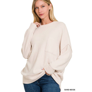 Brushed Melange Drop Shoulder Oversized Sweater ZN-81