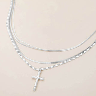Layered Faith Cross Necklace | SS-18