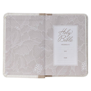 KJV Bible Mini Pocket | Faux Leather | White & Taupe | CG-02