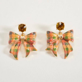 Madeline Plaid Bow Drop Earrings SC-11
