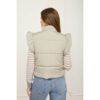 Mock Neck Zip-Up Bow Detail Vest BP-03