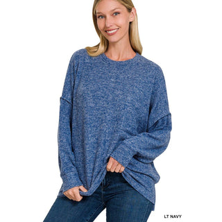 Brushed Melange Drop Shoulder Oversized Sweater ZN-81