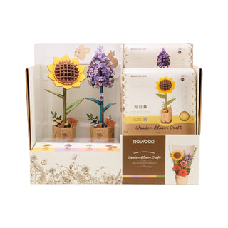 Sunflower Robotime Rowood DIY Wooden Flower 3D Puzzles