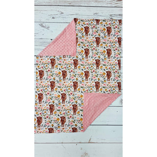 Baby Pink Cows Flower Blankets | SK-04