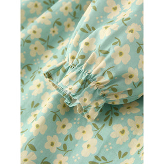 Spring Floral Print Long-Sleeved Romper and Dress Matching Headband RF-03
