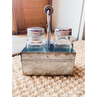 Salt and Pepper Shaker with Tin Bucket