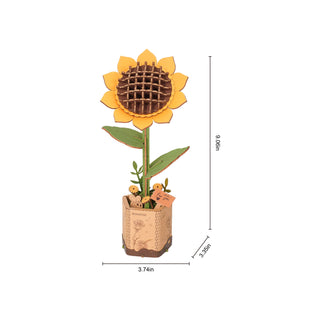 Sunflower Robotime Rowood DIY Wooden Flower 3D Puzzles