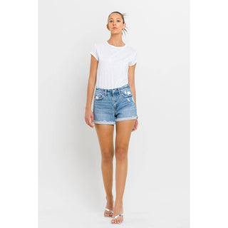 High Rise Cuffed A Line Shorts FM-14