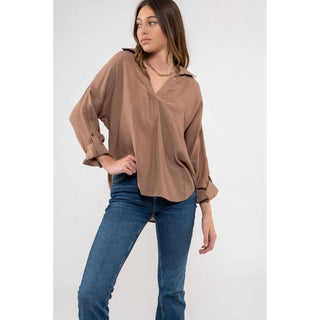 Collard Split Neck Long Sleeve BP-06