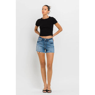 High Rise Raw Hem Denim Shorts FM-13