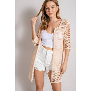 Crocheted Sweetest Ivory Cardigan STRY-10