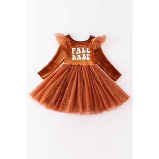 Brown "Fall Babe" Girl Dress