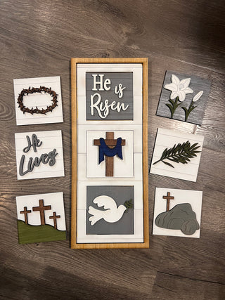 He is Risen Wooden Square Inserts - Set of 9